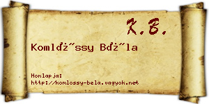 Komlóssy Béla névjegykártya